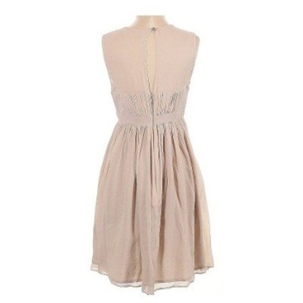 Elana Beau NWT‎ Pleated Bow Waist Dress Beige Sleeveless Midi Luxe Party $220 - Picture 3 of 11